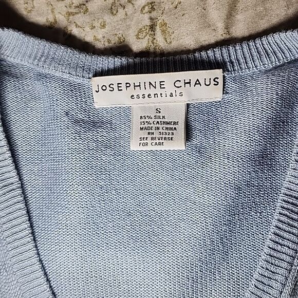 Silk/Cashmere Blue/Gray Cardigan Sweater Mother of Pearl - Picture 4 of 8